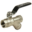 Кран шаровый для воды 1/2" с фильтром, ручка-рычаг, никель, ONDO
